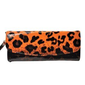 Animal Print Orange and Black Clutch Wallet Purse Travel Unisex Wallet- NWOT